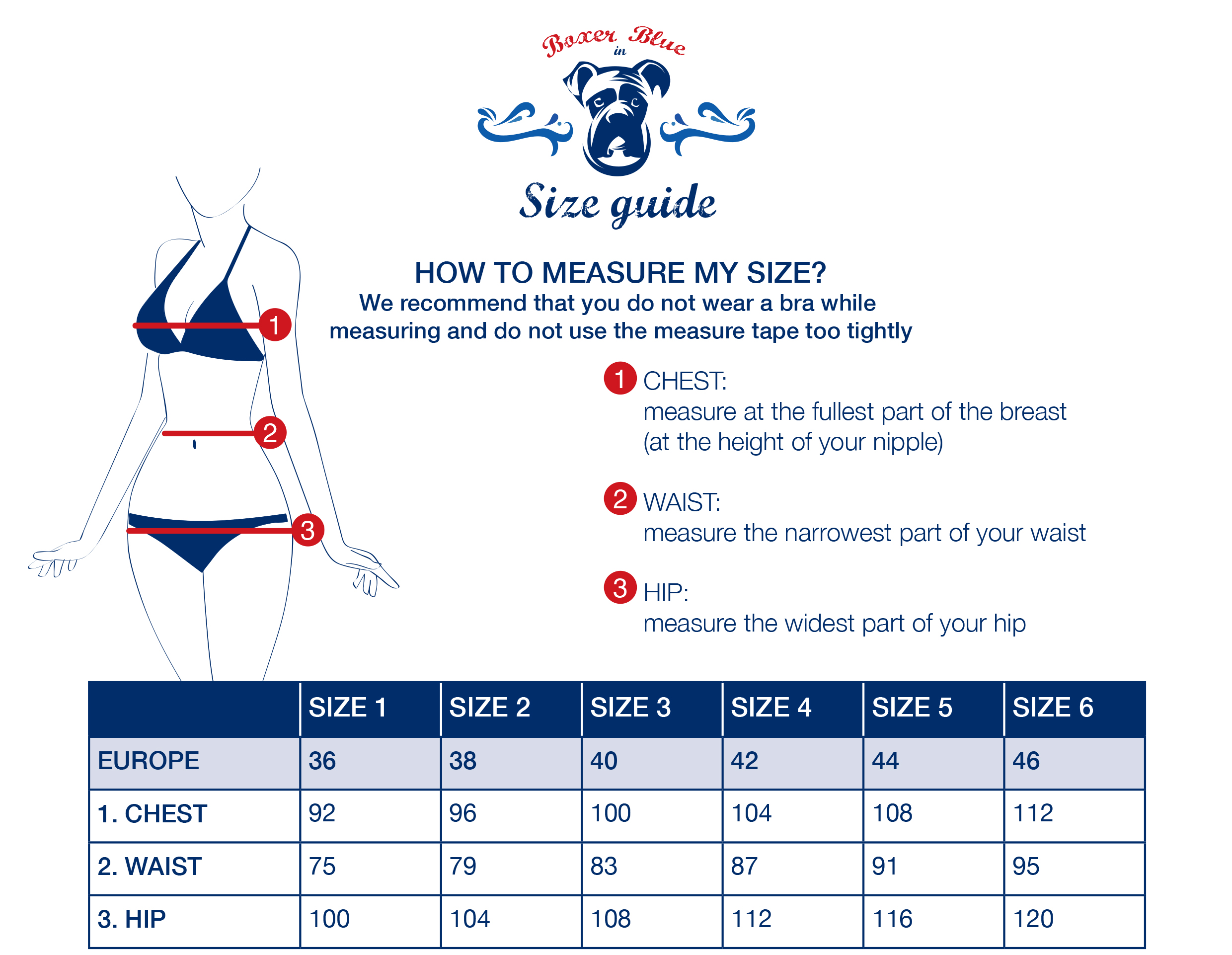 Size guide - Boxer in Blue
